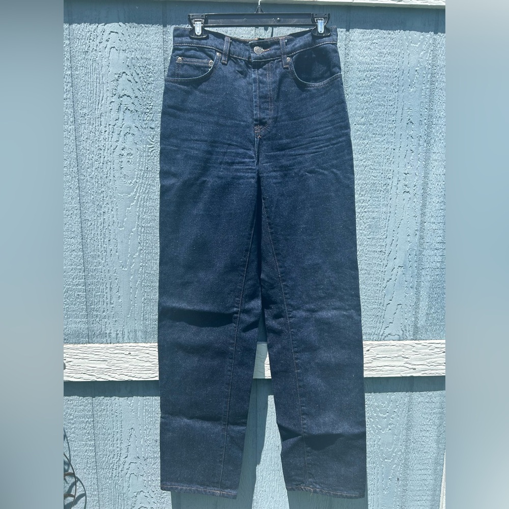 Zara Woman High Rise Button Fly wide leg Blue Jeans size 2